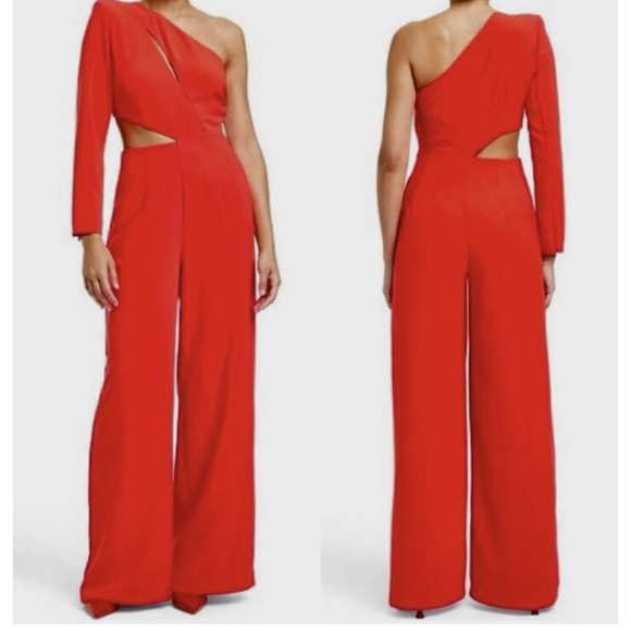 Sergio Hudson Jumpsuit Women 3X Red One Shoulder Cut-Out Lined Plus Size Target - Picture 1 of 6